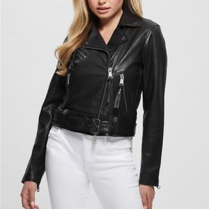 Camille Leather Jacket Guess Genuine Leather